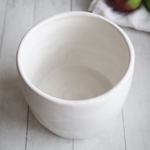 Image of Utensil Holder in Rustic Modern Matte White Glaze, Ceramic Crock, Handmade in USA