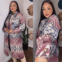 Plum Aztec Print Coat