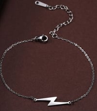 Image 4 of Stainless Steel Lightning Bolt Bracelet (Silver)