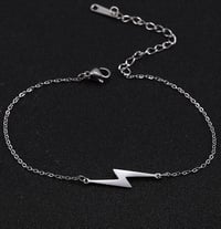 Image 3 of Stainless Steel Lightning Bolt Bracelet (Silver)