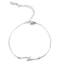 Image 1 of Stainless Steel Lightning Bolt Bracelet (Silver)