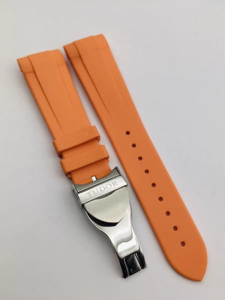 Image of Orange 22mm Rubber Silione Watch band for Tudor Black Bay GMT Beautiful