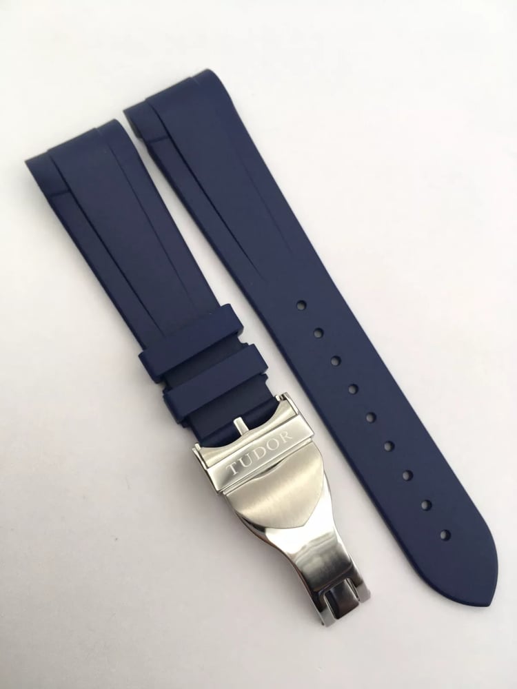 Image of Blue 22mm Rubber Silione Watch band for Tudor Black Bay GMT Beautiful