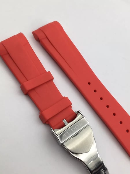 Image of Red 22mm Rubber Silione Watch band for Tudor Black Bay GMT Beautiful