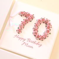 Image 1 of Mum Birthday Card Handmade in Any Age. Personalised Card. 60th 70th 75th 80th 90th 100th.
