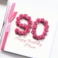 Image 4 of Mum Birthday Card Handmade in Any Age. Personalised Card. 60th 70th 75th 80th 90th 100th.