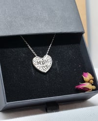 Image 10 of Personalised Fine Silver Textured Heart Pendants (SJ162)