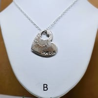 Image 4 of Personalised Fine Silver Textured Heart Pendants (SJ162)