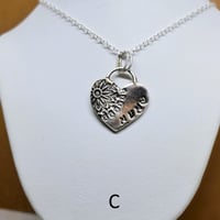 Image 6 of Personalised Fine Silver Textured Heart Pendants (SJ162)