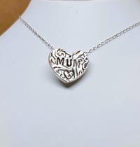 Image 3 of Personalised Fine Silver Textured Heart Pendants (SJ162)