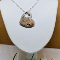 Image 5 of Personalised Fine Silver Textured Heart Pendants (SJ162)