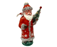 Tabletop Santa with Red Bird and Tree