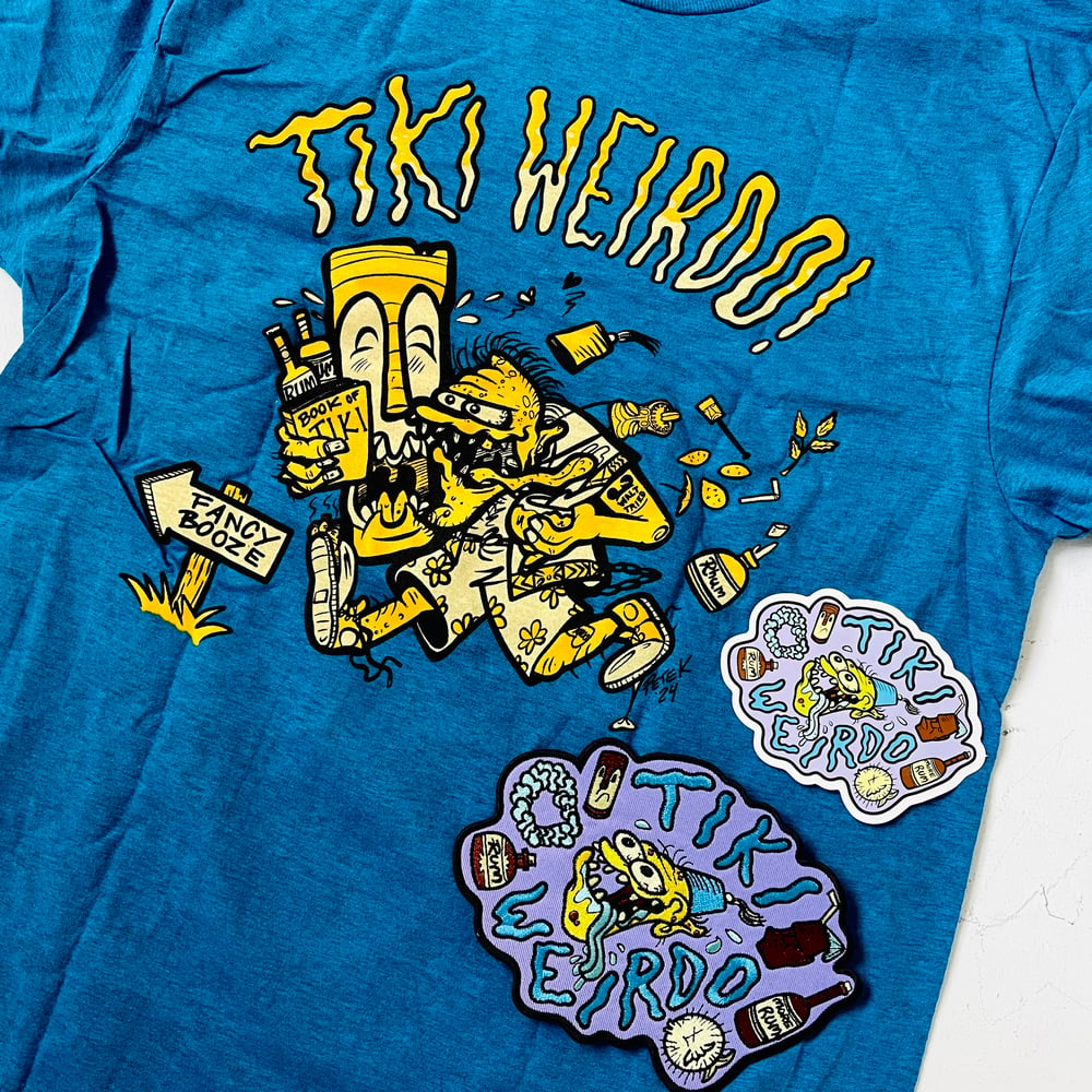 TIKI WEIRDO T-Shirt, Patch & Sticker Discounted Bundle