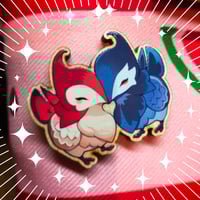 Image 2 of Crown Finches in Love Wooden Pin