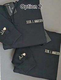 Image 2 of Roman Numeral & Sleeves Initials Hoodie