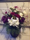 Front Porch Flower Arrangement - Primary Colors Purple & White