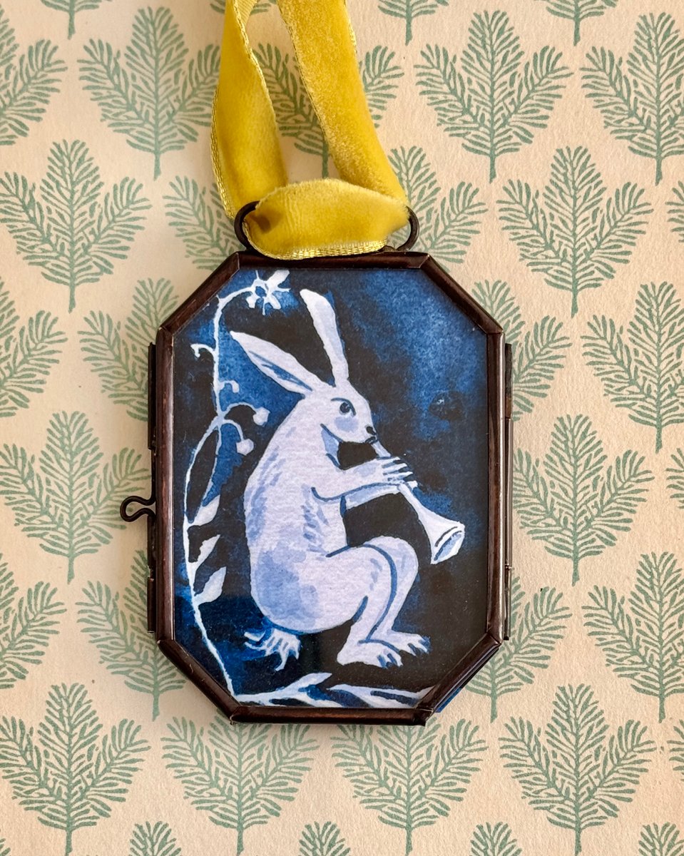 Festive Hare ~ giclée print in locket | brandie stonge