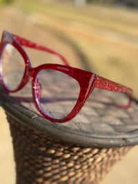 Image 2 of Red Round Cat Eye Sparkly Red Frames 