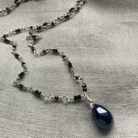 Image 2 of Black Garnet Teardrop Sterling Silver Handmade Chain Necklace