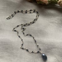 Image 5 of Black Garnet Teardrop Sterling Silver Handmade Chain Necklace