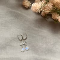 Image 1 of Herkimer Diamond Rainbow Moonstone Sterling Silver Leverback Earrings