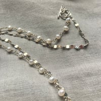 Image 3 of Faceted Freshwater Pearl Sterling Silver Asymmetrical Necklace