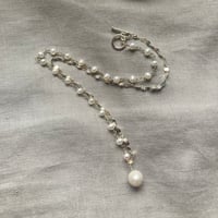 Image 4 of Faceted Freshwater Pearl Sterling Silver Asymmetrical Necklace