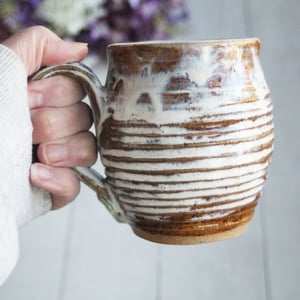 Image of Rustic Love Mug, 13 oz. , Handcrafted Pottery Stoneware Coffee Cup, Made in USA