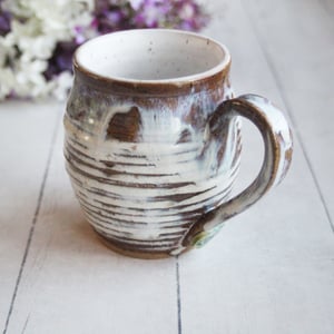 Image of Rustic Love Mug, 13 oz. , Handcrafted Pottery Stoneware Coffee Cup, Made in USA