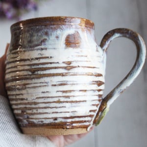 Image of Rustic Love Mug, 13 oz. , Handcrafted Pottery Stoneware Coffee Cup, Made in USA