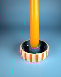 Image 1 of Striped Orange Candlestick Holder