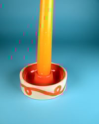 Image 1 of Swirled Orange Candlestick Holder