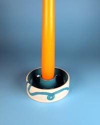 Image 1 of Swirled Blue Candlestick Holder