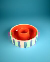 Image 2 of Striped Blue Candlestick Holder