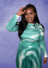 Image 3 of Two-Piece Pleated Long-Sleeve Top & Skirt