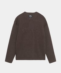 Image 1 of STUSSY_EMBROIDERED V-NECK LOGO SWEATER :::BROWN:::