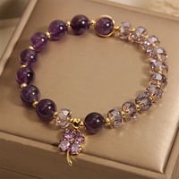 Amethyst gemstone with clover Good Luck 