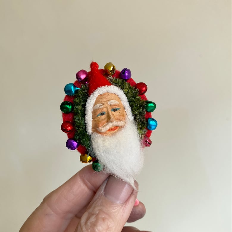 Image of Creepy Antique Santa Brooch #1