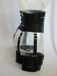 Image 3 of  MADE TO ORDER - Elastic Waist Cincher and thigh garter set in black satin (Size XS - XL)
