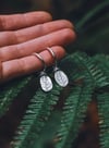 Silver beaded fern hoop earrings 