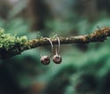 Silver and bronze hagstone hoop earrings 