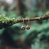 Silver and bronze hagstone hoop earrings 