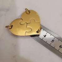 Image 3 of Laser Engravable Family Heart Charms for Family of 3 / 3 Friends Keychain & Necklace - Gold Color