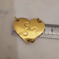 Image 2 of Laser Engravable Family Heart Charms for Family of 3 / 3 Friends Keychain & Necklace - Gold Color
