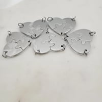 Image 2 of Laser Engravable Family Heart Charms for Family of 3 / 3 Friends Keychain & Necklace - Steel Color