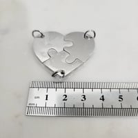 Image 3 of Laser Engravable Family Heart Charms for Family of 3 / 3 Friends Keychain & Necklace - Steel Color
