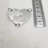 Image 4 of Laser Engravable Family Heart Charms for Family of 3 / 3 Friends Keychain & Necklace - Steel Color