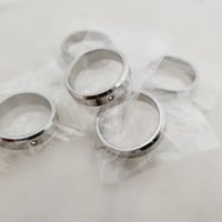Image 1 of Laser Engravable Steel Rings with Crystal stone for Necklace - Steel Silver Color