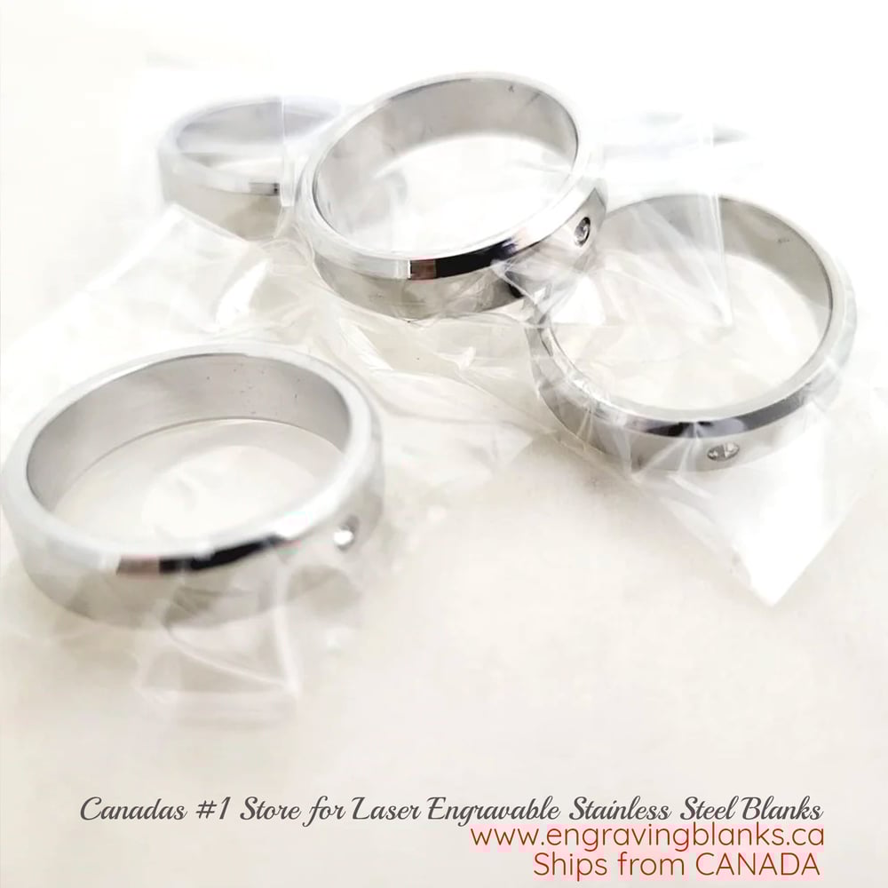 Image of Laser Engravable Steel Rings with Crystal stone for Necklace - Steel Silver Color