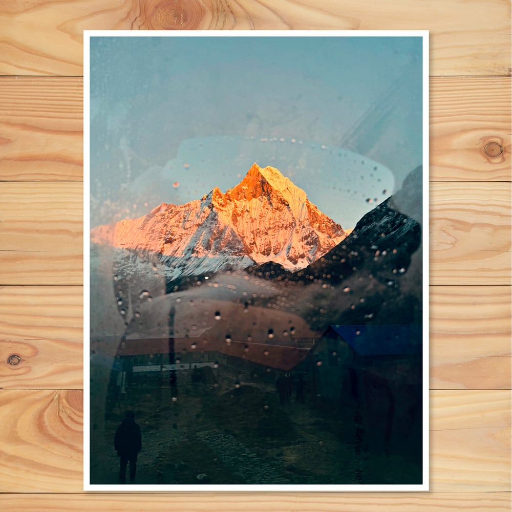 Image of Inkjet Print - Machhapuchhare in orange.